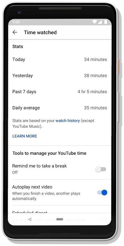 youtube digital wellbeing features rolled out 2