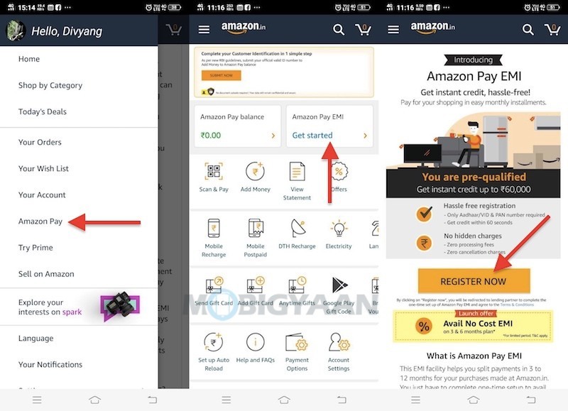 How to register for Amazon Pay EMI Guide 4