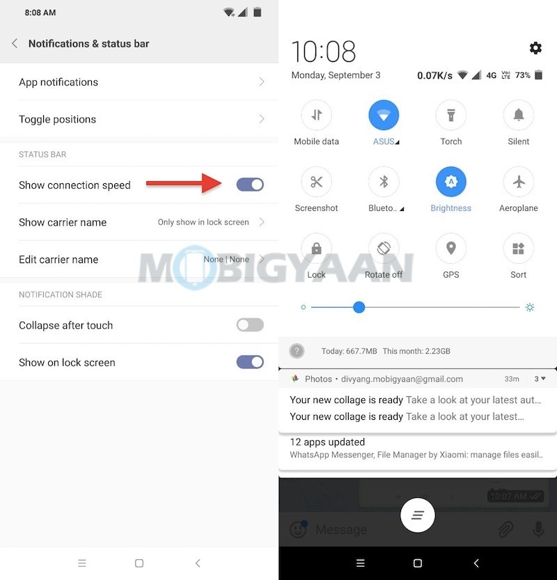 How to view connection speed in status bar on POCO F1 Guide 1