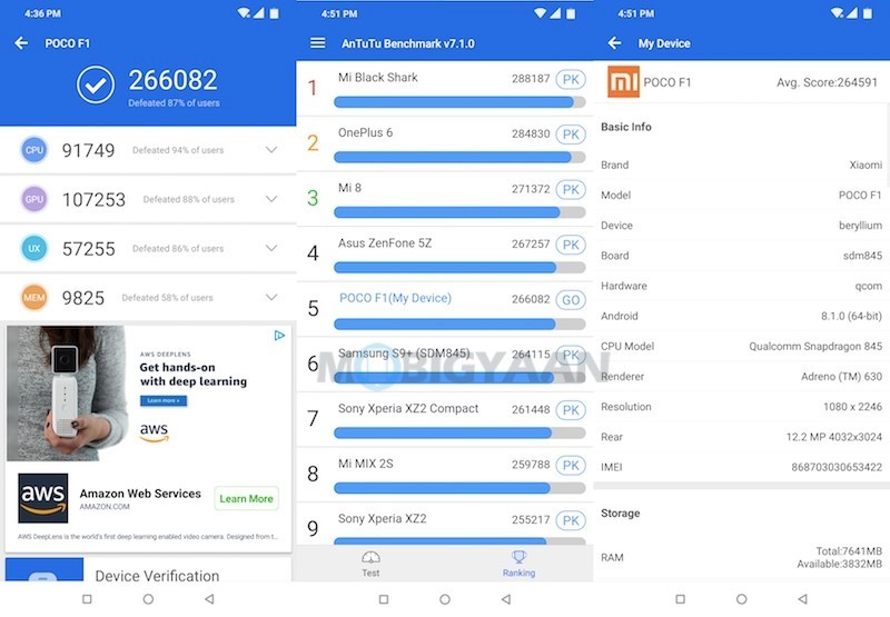 Xiaomi POCO F1 Review Performance AnTuTu