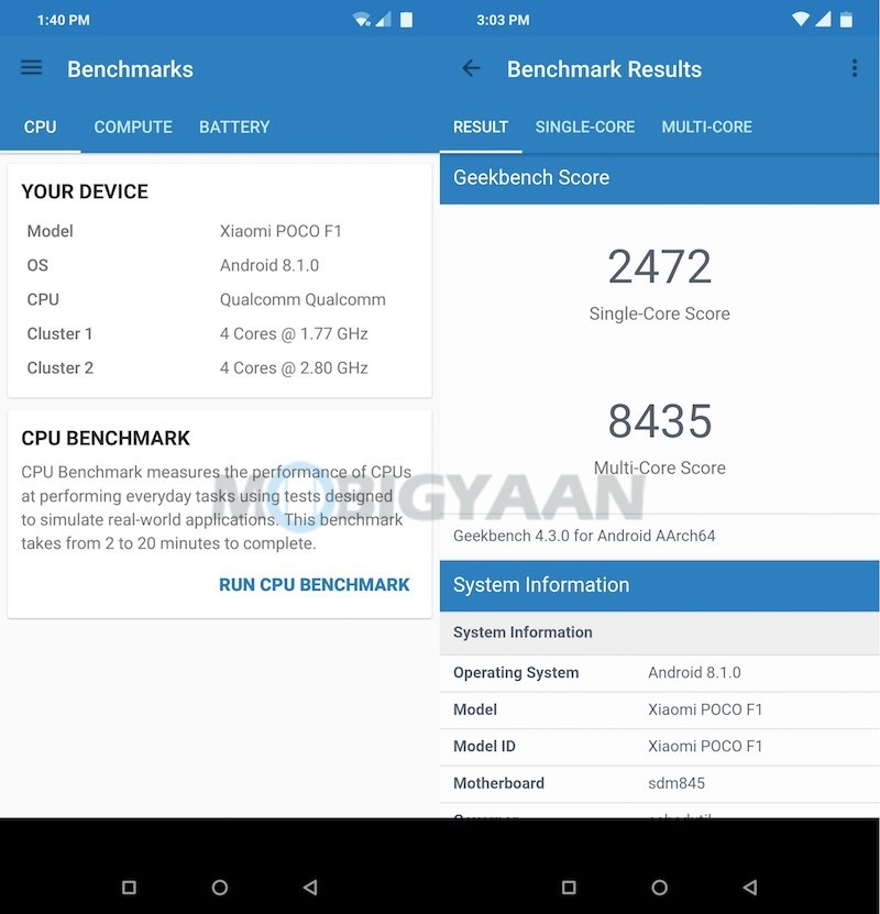 Xiaomi POCO F1 Review Performance Geekbench