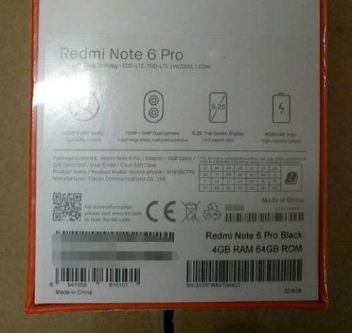 Xiaomi Redmi Note 6 Pro specs revealed by leaked images features quad cameras