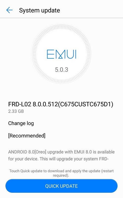 honor 8 android 8 oreo update india