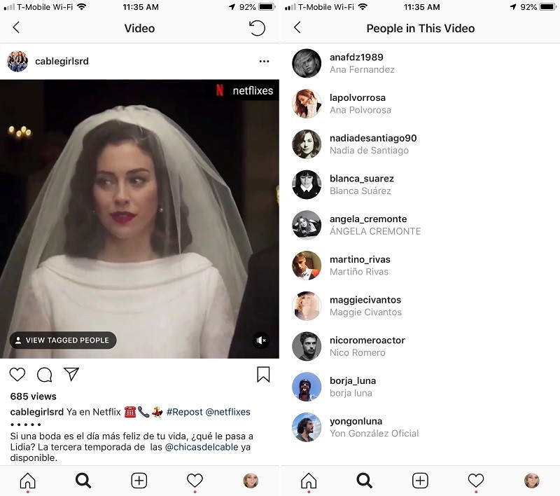 instagram testing video tagging