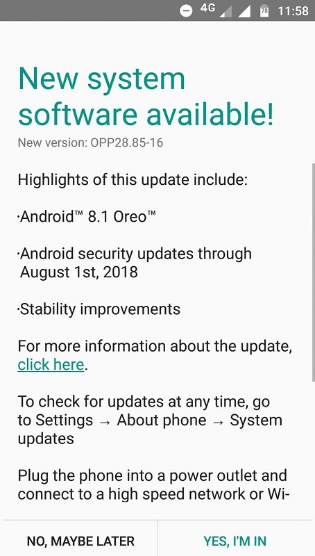 moto g5 android oreo update india