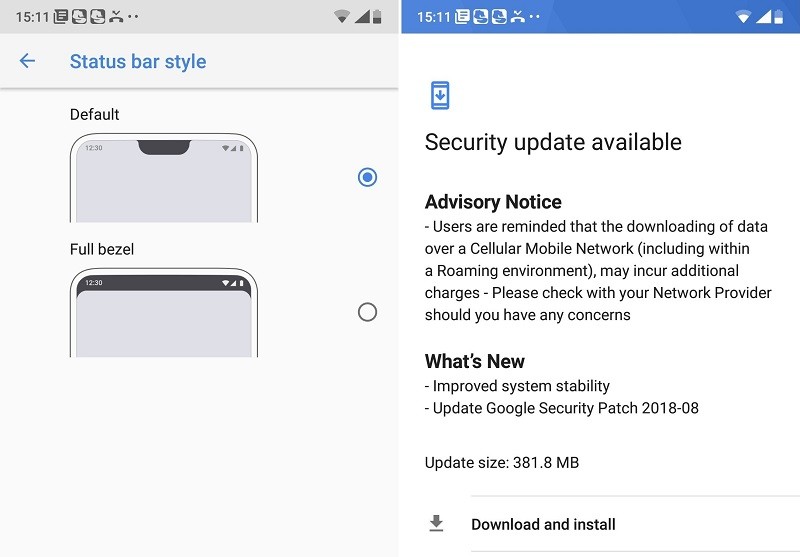 nokia 6 1 plus august 2018 security update hide notch option