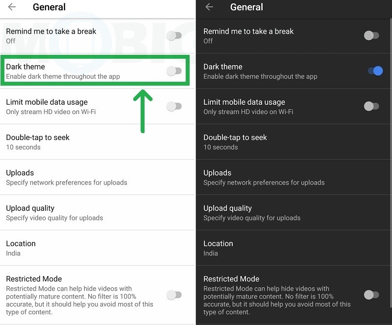 turn on dark mode youtube android 2