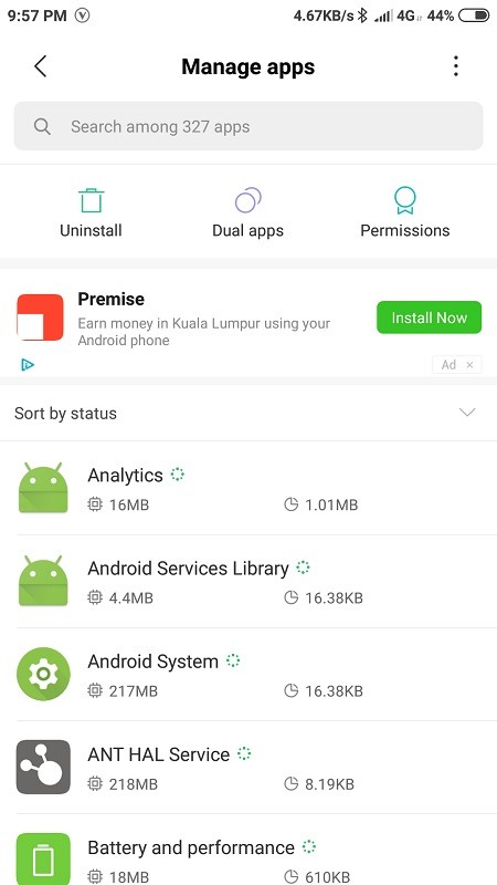 xiaomi settings app advertisements
