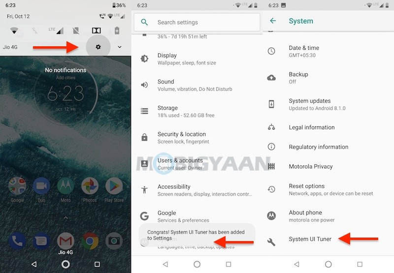 How to view battery percentage on Motorola One Power Guide 1
