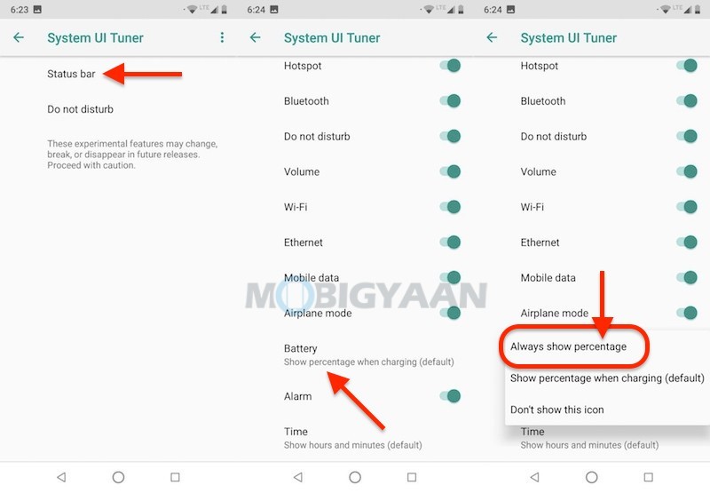How to view battery percentage on Motorola One Power Guide 2