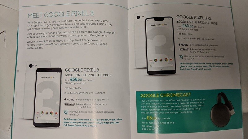google pixel 3 leaked brochure features 2