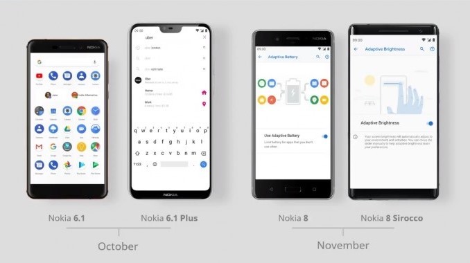 nokia 6 1 nokia 6 1 plus nokia 8 nokia 8 sirocco android pie update schedule