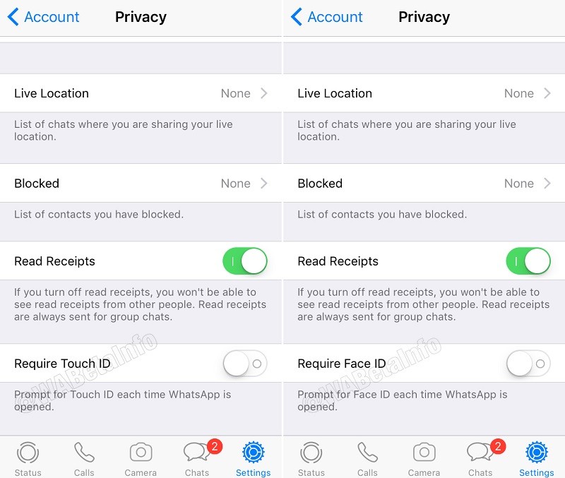 whatsapp test touch id face id support 1