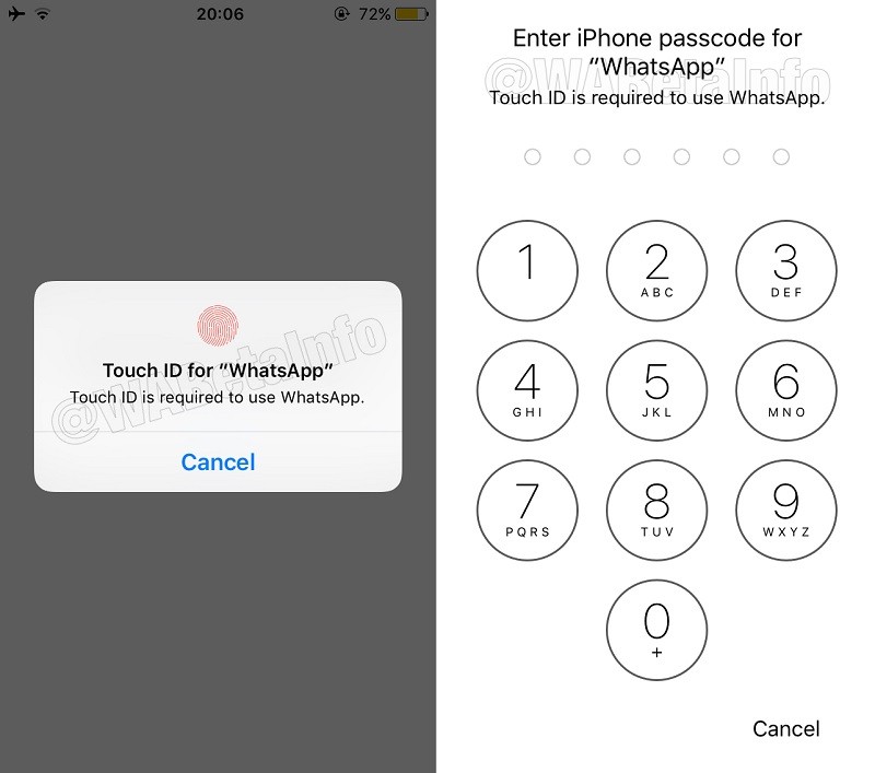 whatsapp test touch id face id support 2