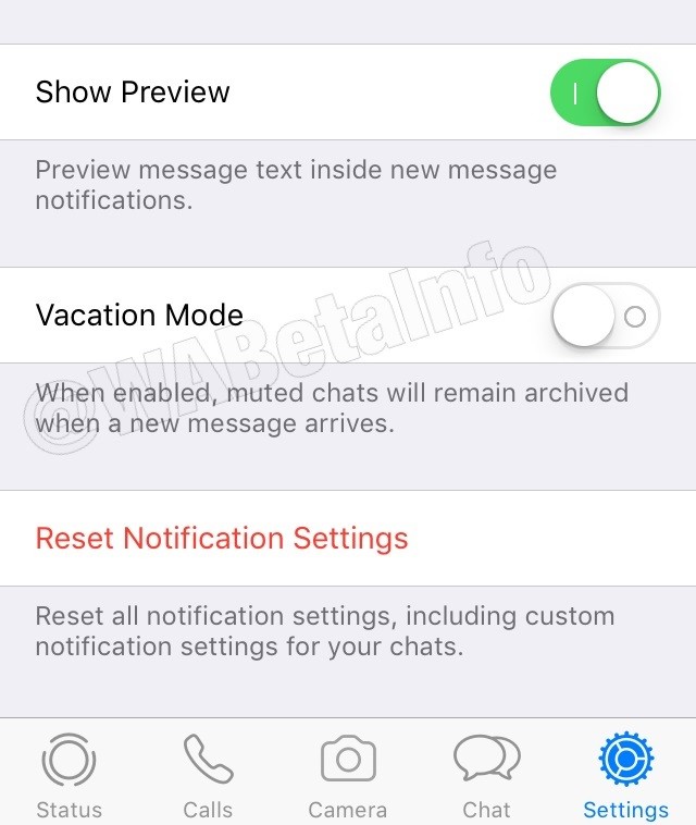 whatsapp vacation mode test