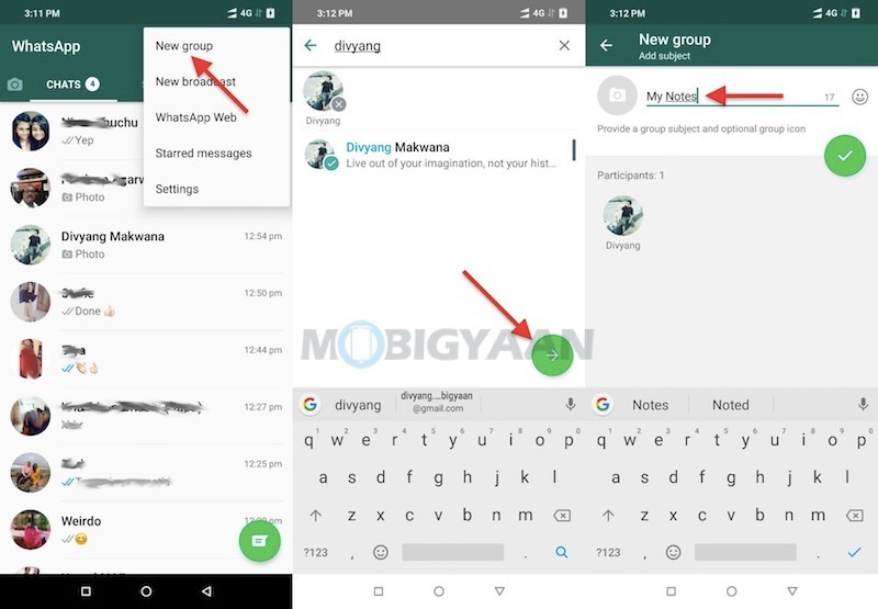 How to use WhatsApp for making notes or use it as a diary Guide 3