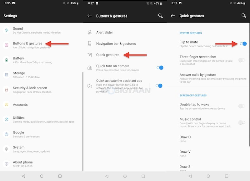 OnePlus flip to mute