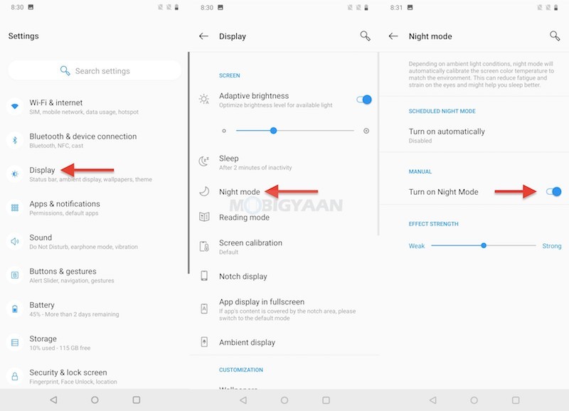 OnePlus night mode