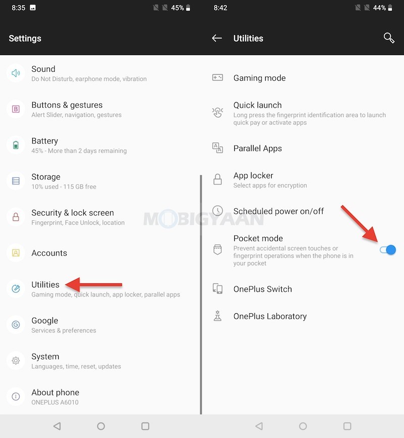 OnePlus pocket mode