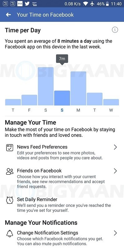 facebook time spent statistics feature roll out 2