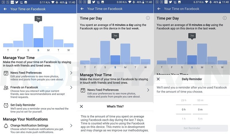 facebook time spent statistics feature roll out 3