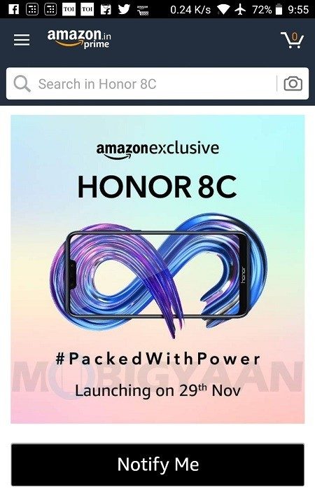 honor 8c india launch date e1542948985800