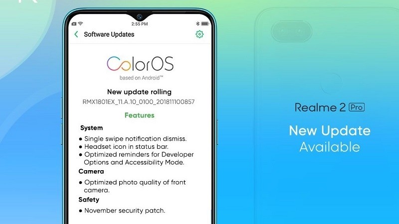 realme 2 pro coloros update camera optimization november security patch