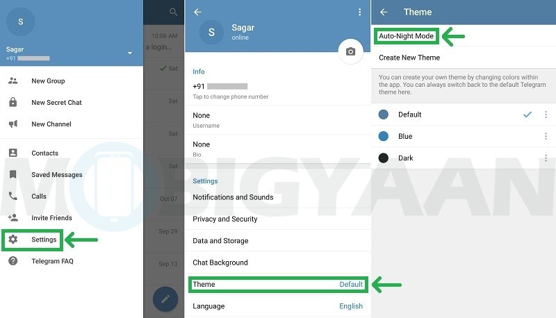 turn on dark mode automatically telegram android 2