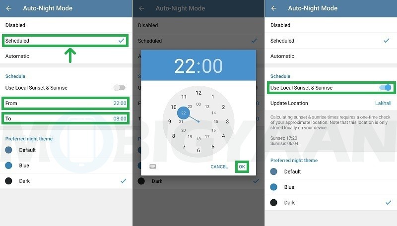 turn on dark mode automatically telegram android 4