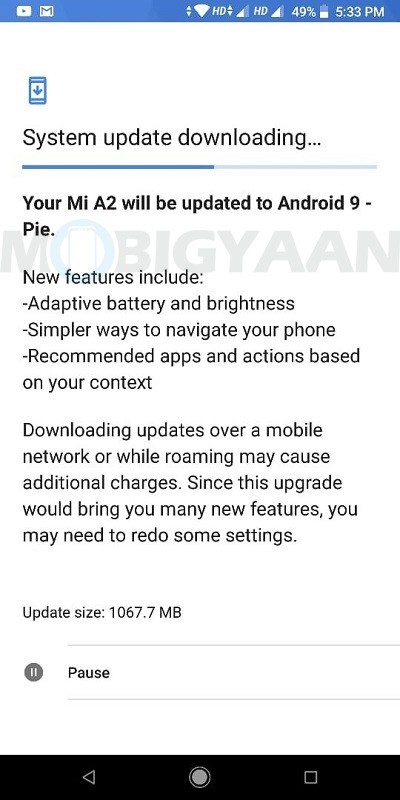 xiaomi mi a2 android 9 pie update india