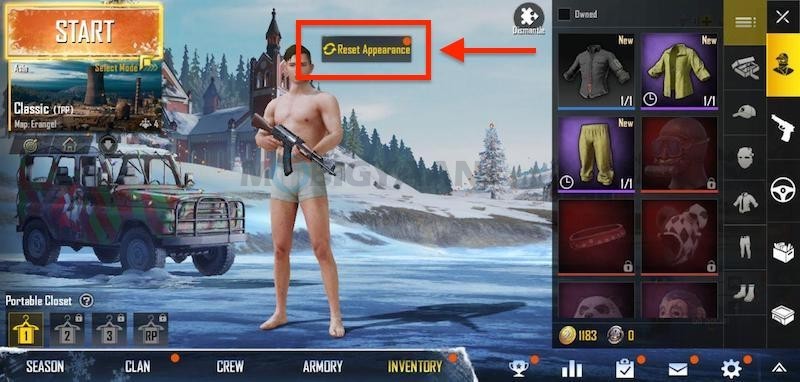 How to reset character appearance in PUBG Mobile Guide 3