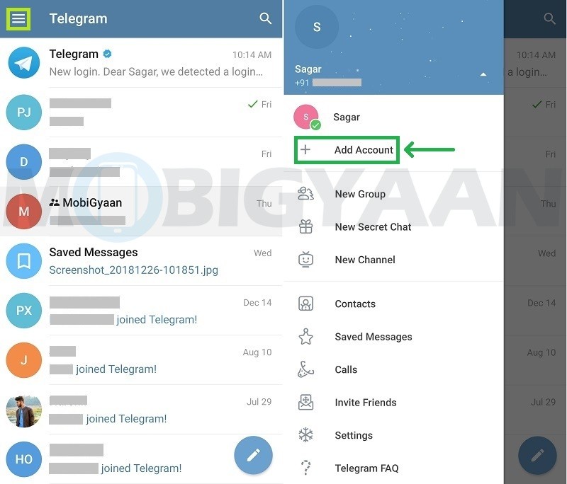 add multiple accounts telegram android guide 1