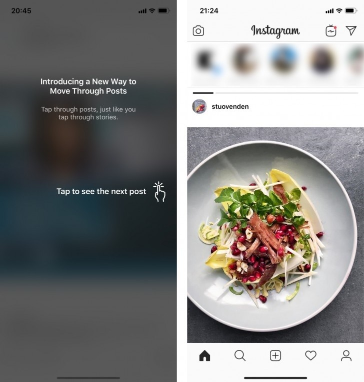 instagram horizontal scroll feed test bug 1