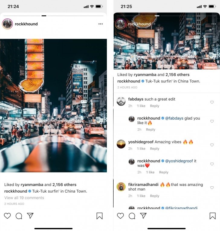 instagram horizontal scroll feed test bug 2