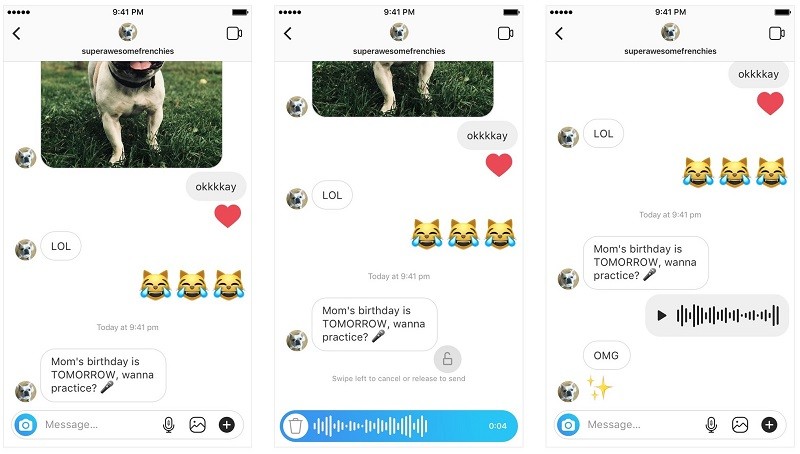 instagram voice messages direct android ios