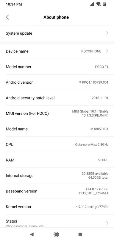 poco f1 android 9 pie update