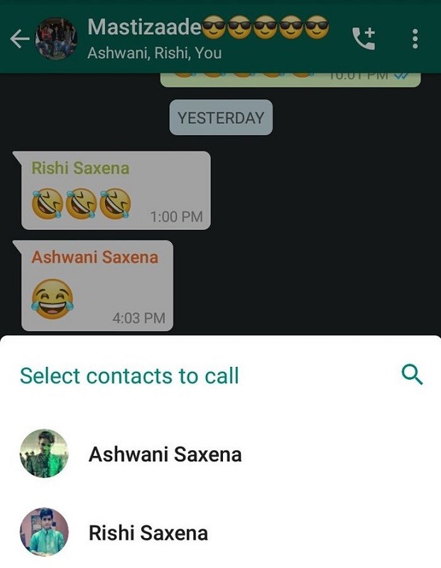 whatsapp group call shortcut beta android