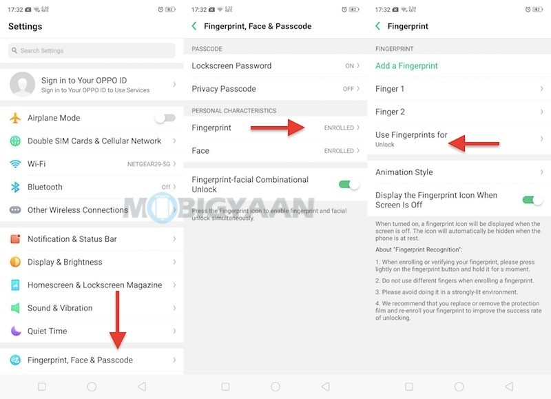 How to lock apps using in display fingerprint scanner on OPPO R17 Pro Guide 1