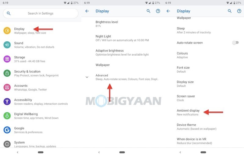How to turn on ambient display on google pixel 3 xl 1