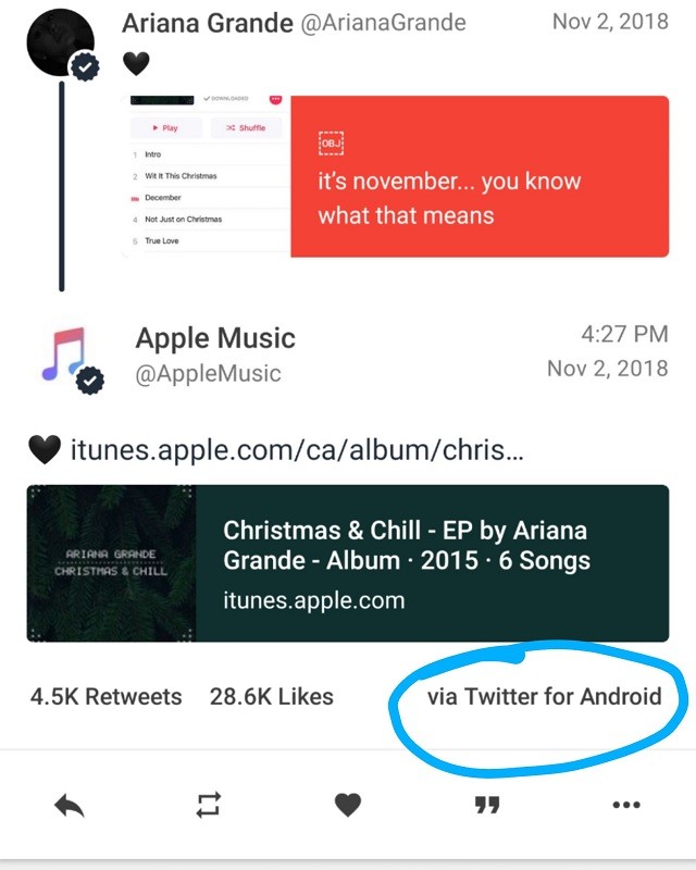 apple music trolled tweet from android