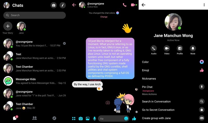 facebook messenger test dark mode 1