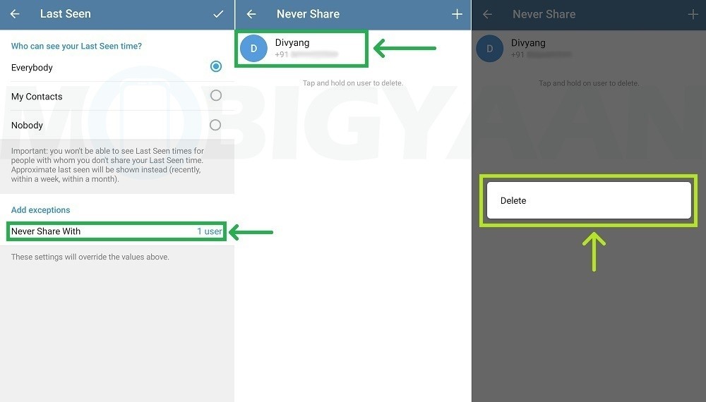 hide last seen telegram specific contacts android 3