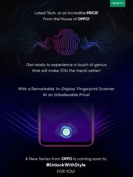 oppo in display fingerprint scanner smartphone teaser india flipkart 1