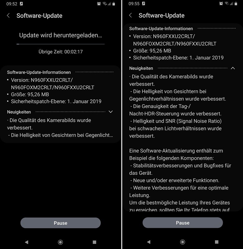 samsung galaxy note9 android 9 pie update