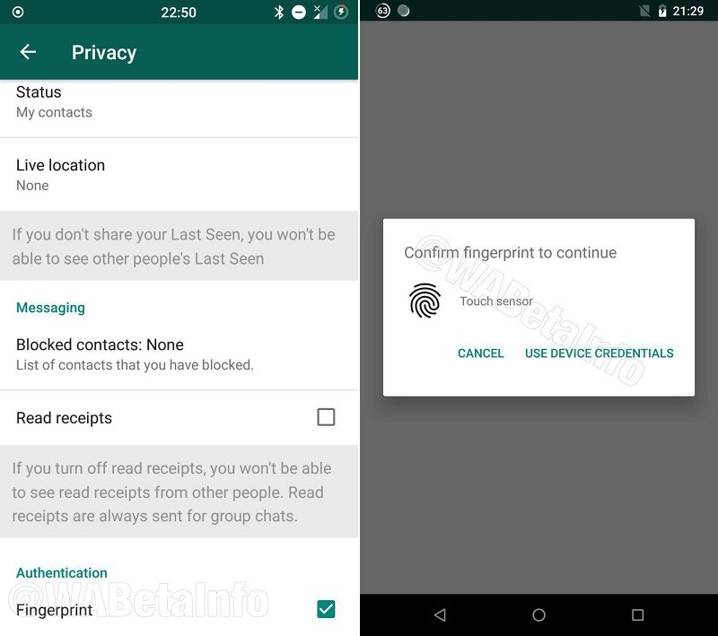 whatsapp android 2 19 3 beta fingerprint authentication