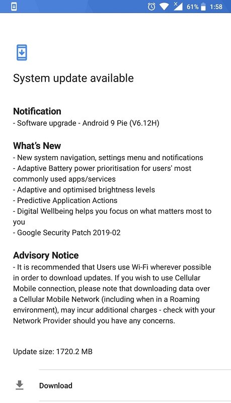 nokia 6 2017 android pie update