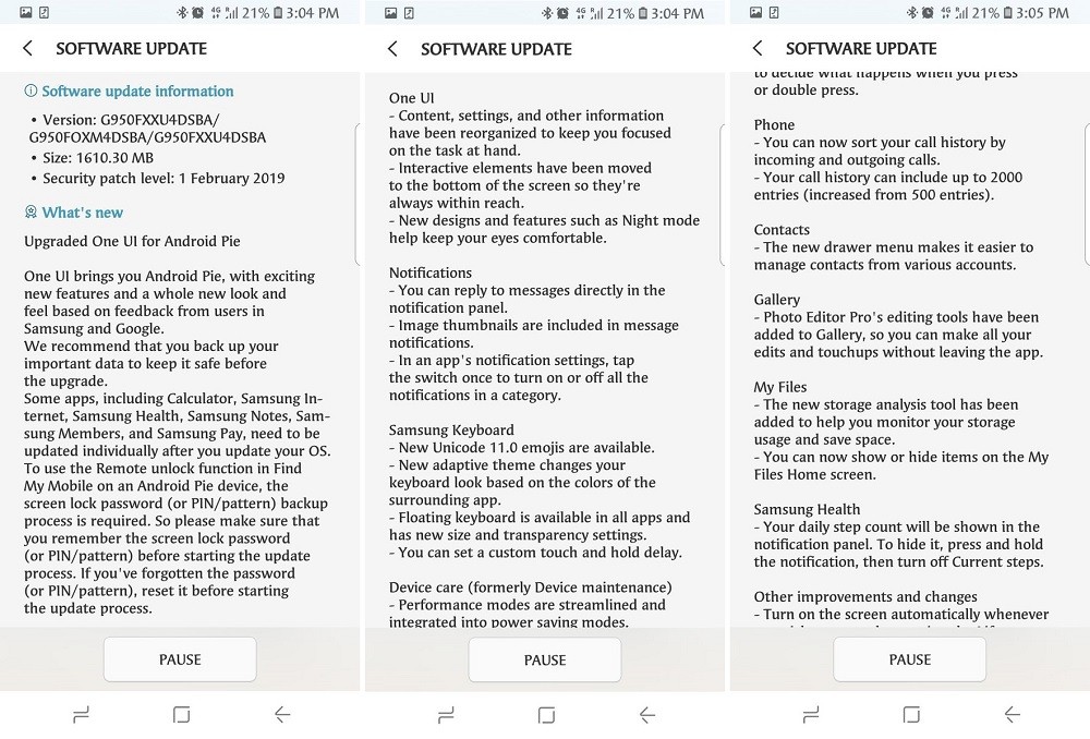 samsung galaxy s8 s8 plus android pie update india