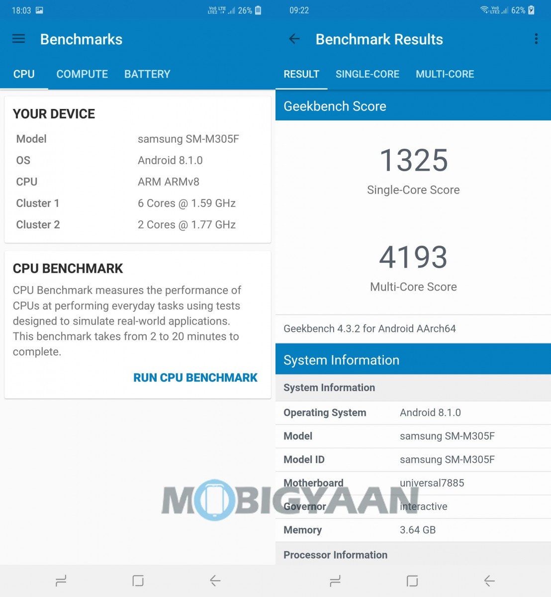 Galaxy M30 Benchmark 1 min