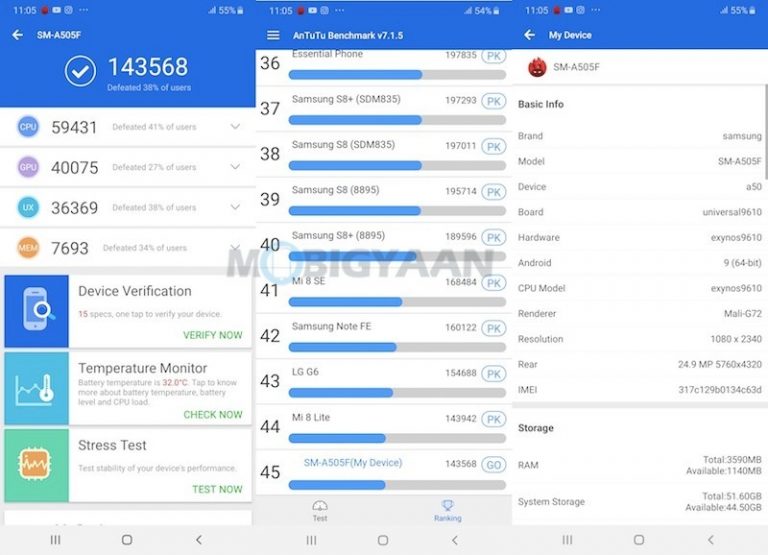 samsung a50 benchmark