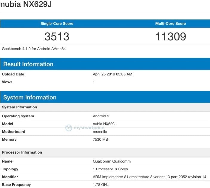 Nubia Red Magic 3 Geekbench